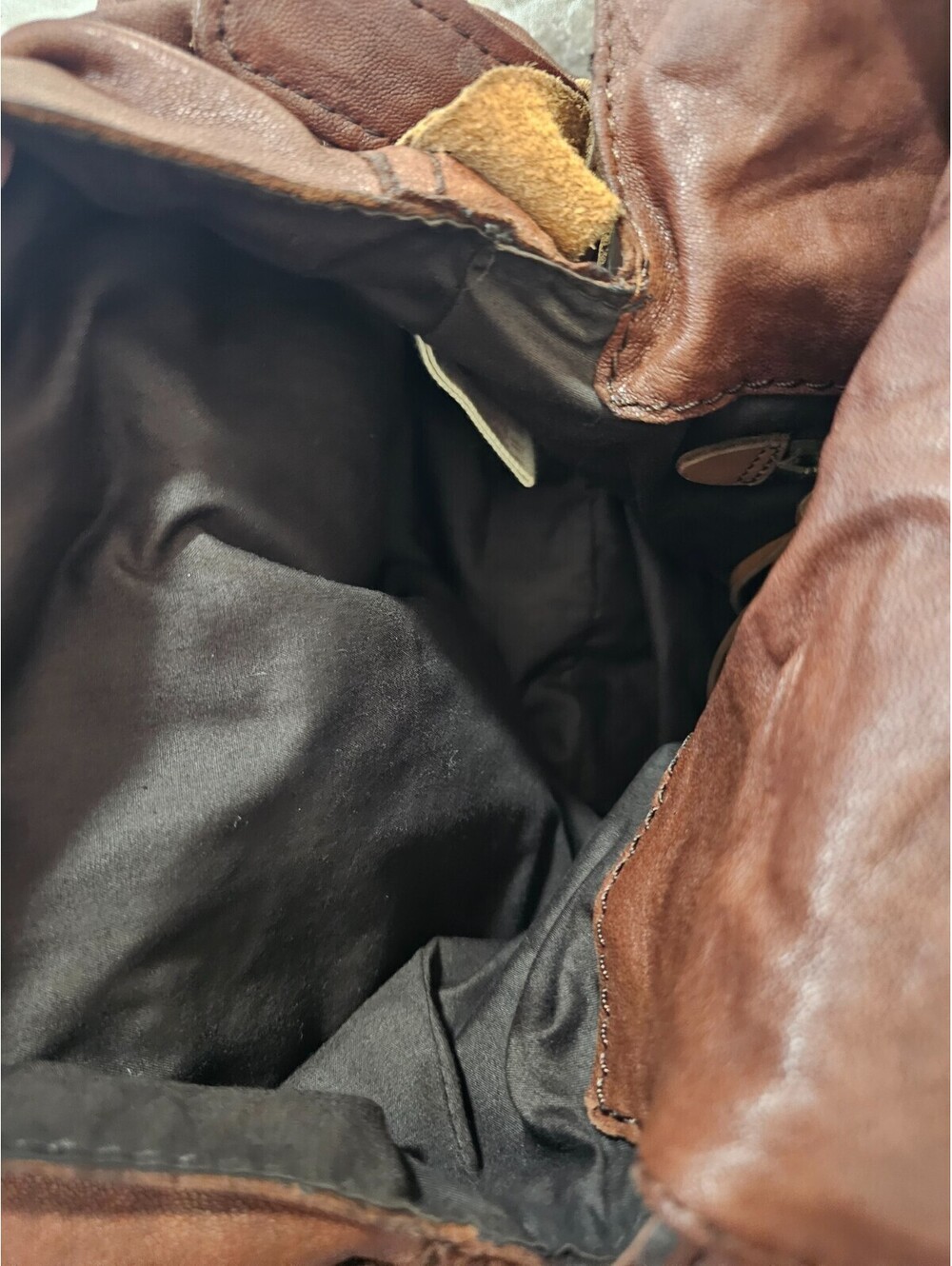 Lucky Brand Stash Fold Over Purse Hobo Bag Vintage Brown Lambskin Leather Boho - Picture 15 of 16